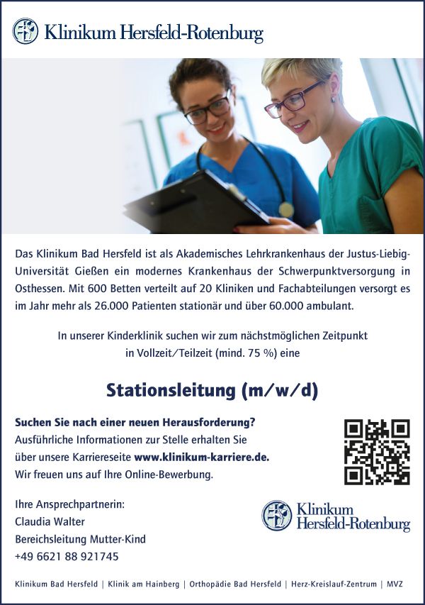 Gesundheits- und Kinderkrankenpfleger oder Hebamme oder Fachkraft nit vergleichbarer Qualifikation (m/w/d)